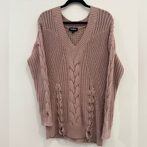 Express Pink Oversized Cable Knit Sweater; Woman’s small